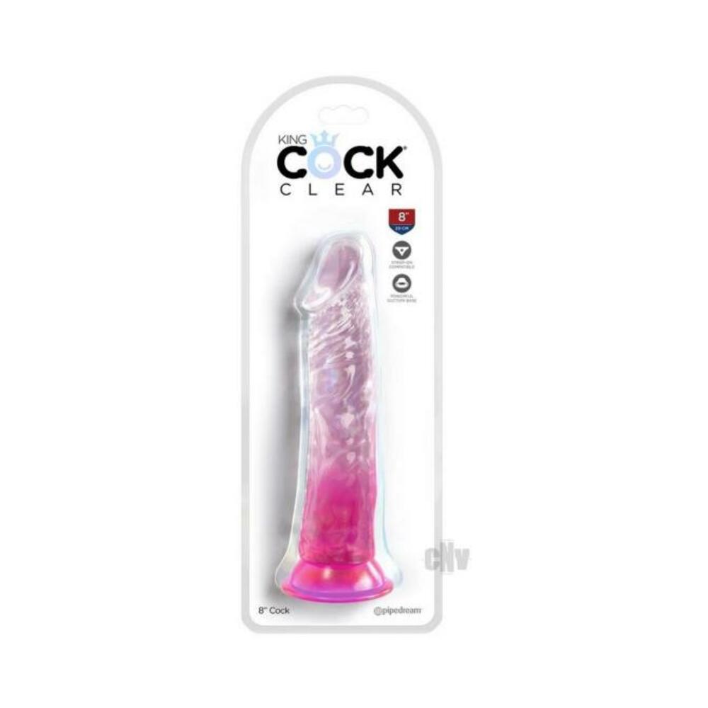 603912775013_1 King Cock Clear 8in Pink - Image 1