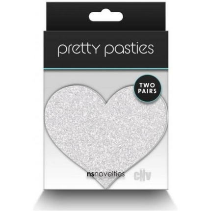 Pretty Pasties Glitter Hearts Red/silver 2 Pair