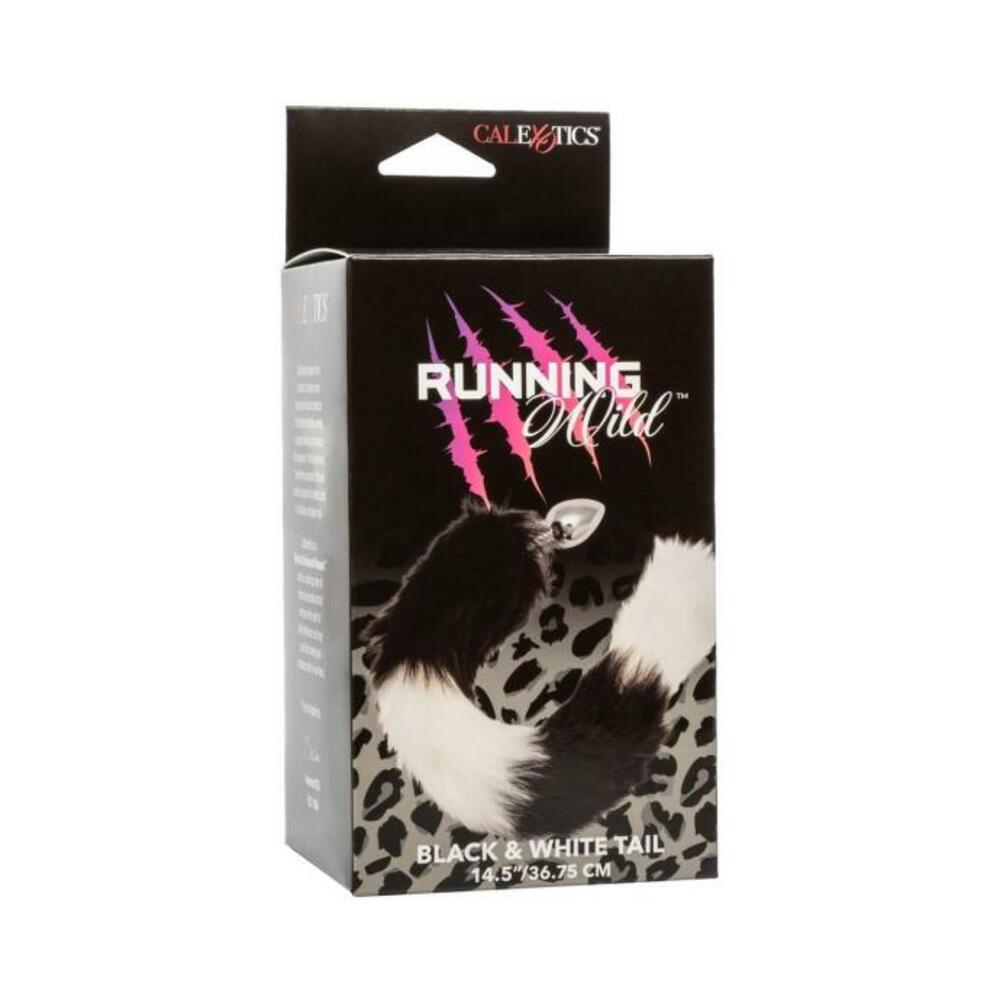716770109231_1 Running Wild Black & White Tail Metallic Anal Probe - Image 1