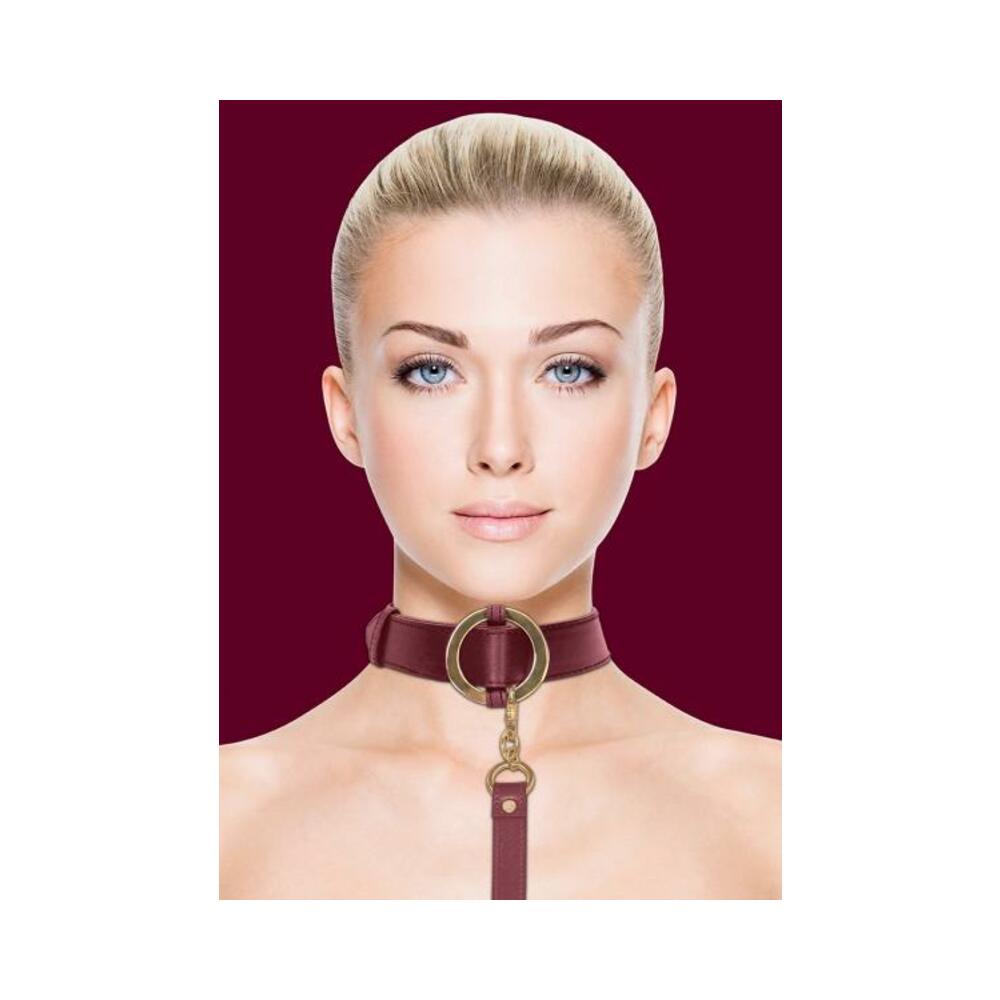 Ouch Halo Collar With Leash Burgundy