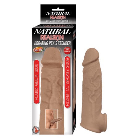 75726 Natural Realskin Vibrating Penis Xtender - Brown - Image 1