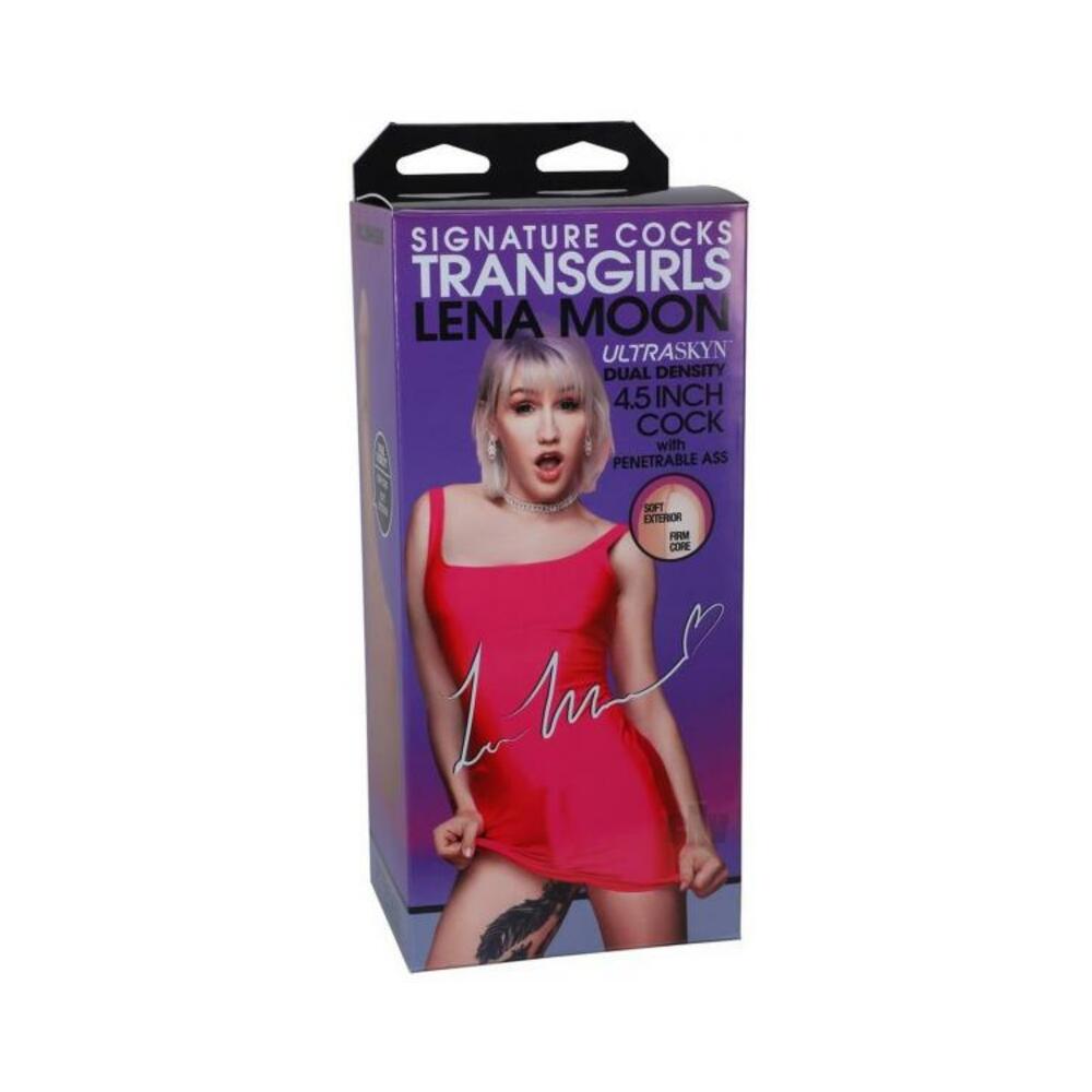 782421085988_1 Signature Cocks Transgirls Lena Moon Ultraskyn Dual Density 4.5 In. Cock With Penetrable Ass Beige - Image 1