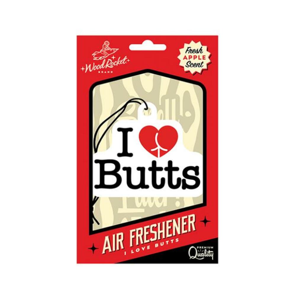 785571087628_1 =wood Rocket I Love Butts Air Freshener - Apple - Image 1