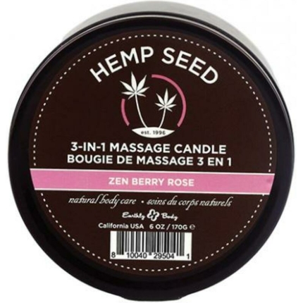 Earthly Body Suntouched Hemp Candle - 6 Oz Round Tin Zen Berry Rose