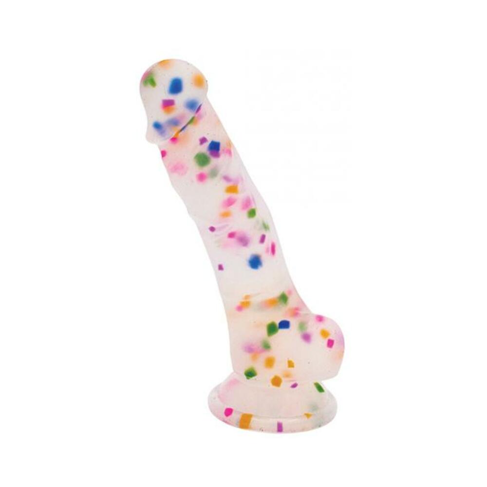 810120340869_1 Natalie's Toy Box Cock-a-palooza Confetti Silicone Suction Dildo - Image 1