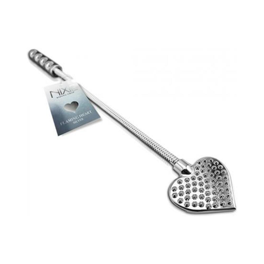 810126930019_1 Nixie Metal Riding Crop Flaming Heart - Image 1
