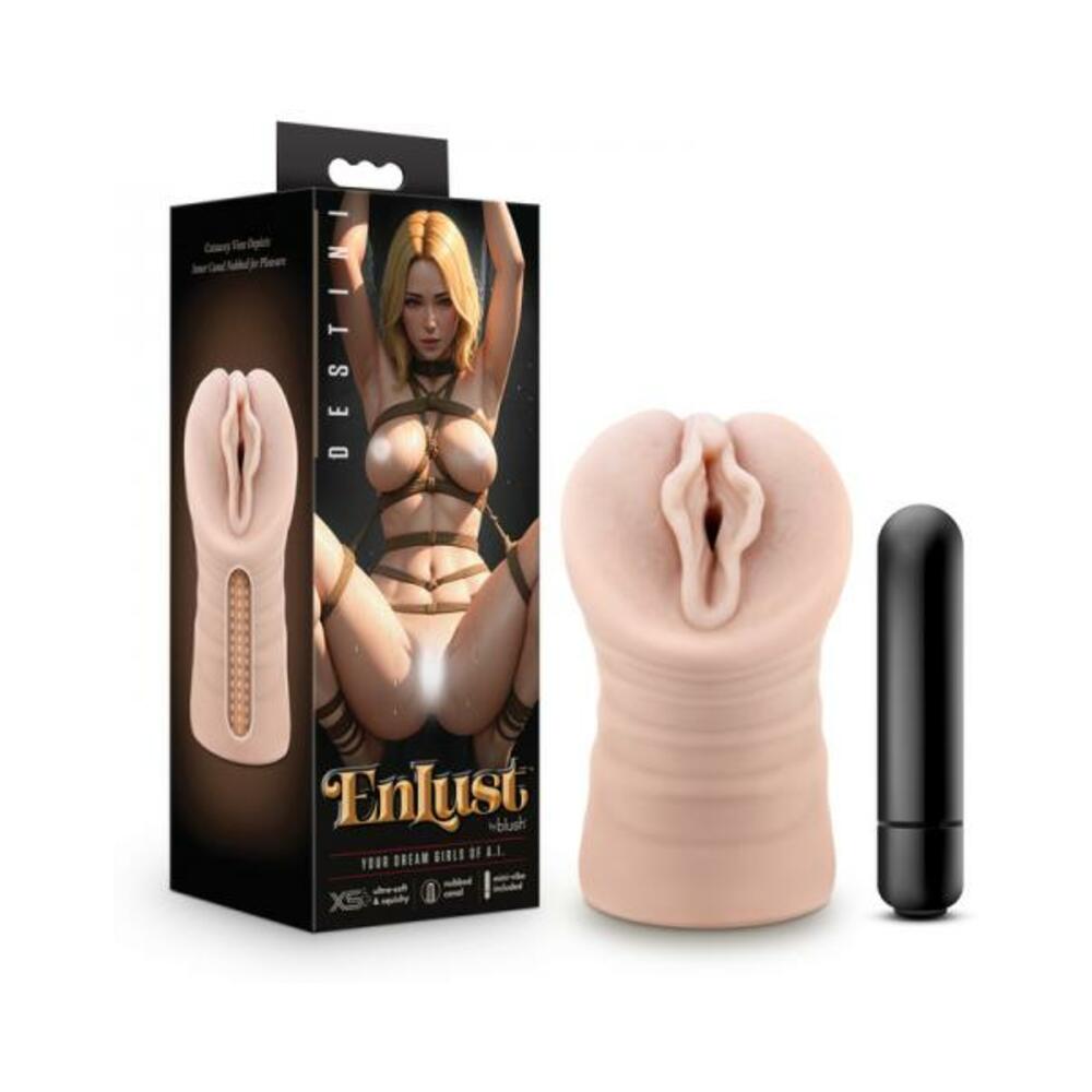 810138370063_1 Enlust Destini Vibrating Stroker Beige - Image 1