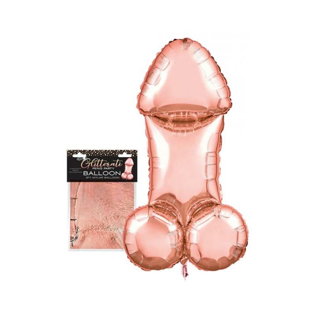 817717010822_1 Glitterati 3ft Mylar Balloon Rose Gold - Image 1