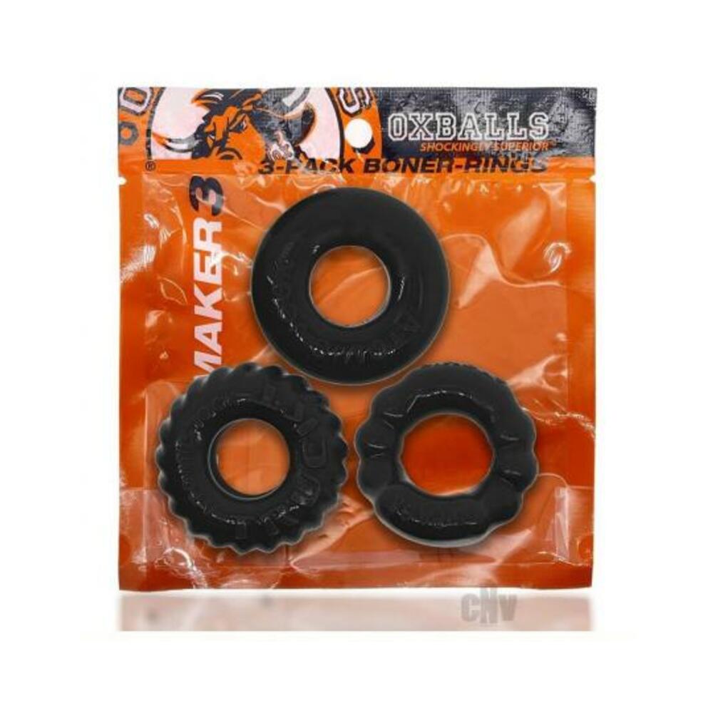 840215121684_1 Oxballs Bonemaker 3-pack Boner Cockring Kit Flextpr Black - Image 1