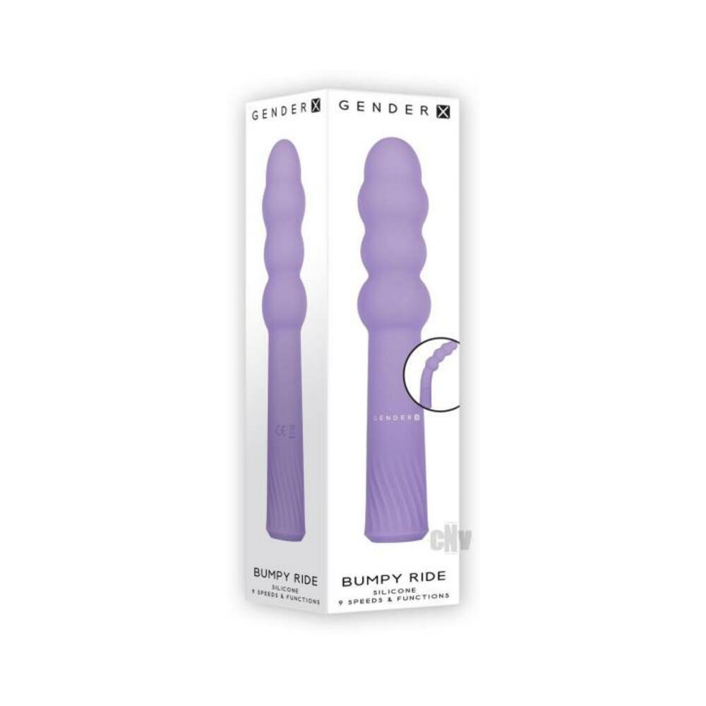 844477018898_1 Gender X Bumpy Ride Beaded Vibrating Wand Purple - Image 1