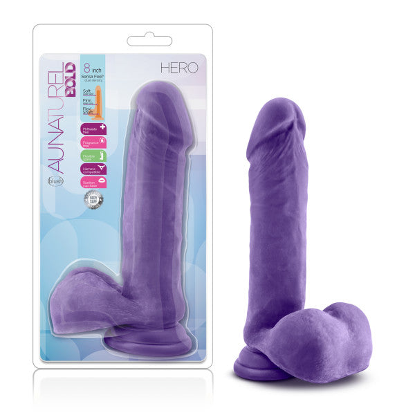 BL-36461boldheropurpledildo Blush Au Natural Bold Hero 8 Dildo - Purple - Image 1