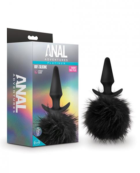 CNVELD-BL59225609cf8f165fd7 Blush Anal Adventures Platinum Rabbit Tail Plug - Black - Image 1