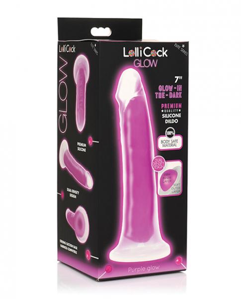 CNVELD-CN-14-0543-5163e77580055a2 Curve Toys Lollicock 7" Glow In The Dark Silicone Dildo - Purple - Image 1