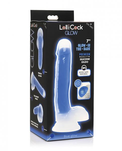 CNVELD-CN-14-0544-4663e77580c3edd Curve Toys Lollicock 7" Glow In The Dark Silicone Dildo W/balls - Blue - Image 1