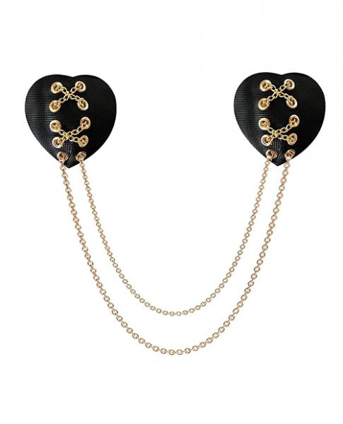 CNVELD-NN-UBH032625942efbb04a Neva Nude Two Heart Chained Pasties - Black O/s - Image 1