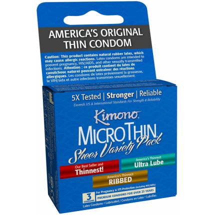 Kimono Microthin Sheer Variety Pack 3 Condoms