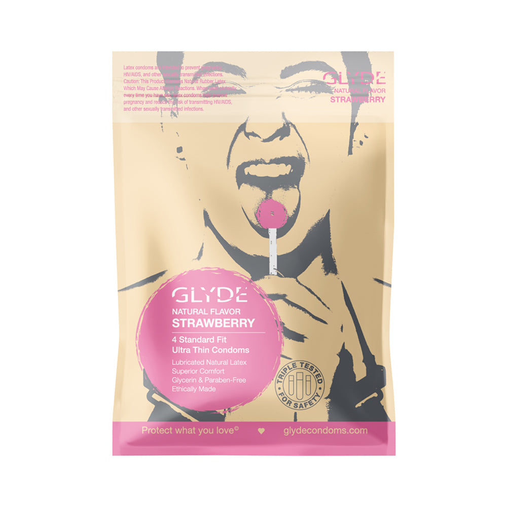 CNVNAL-73918_dd3f681f-9ef2-41c2-84d4-35d3e5cd1bdc Glyde Natural Flavor Condom Strawberry 4pk - Image 1