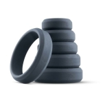 Boners 6 Pc Wide Cock Ring Set - Black - Image 2