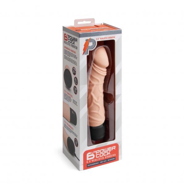 ELPC003NUD6inpowercockvibratorbeige Powercocks 6.5 Realistic Vibrator - Ivory - Image 1