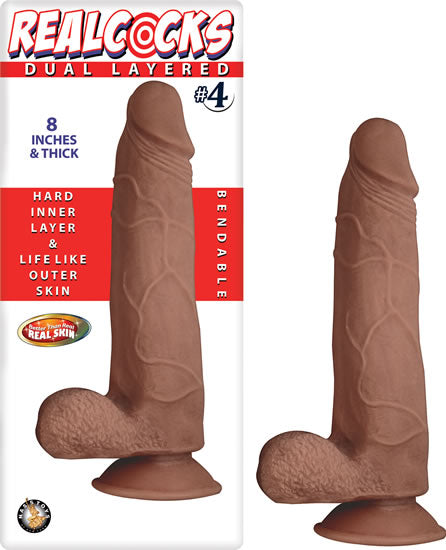 2783_2realcockno4browndildowpkg Realcocks Dual Layered #4 - Brown - Image 1