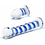 Glas 2-piece Double Penetration Glass Swirly Dildo & Butt Plug Set - Image 2