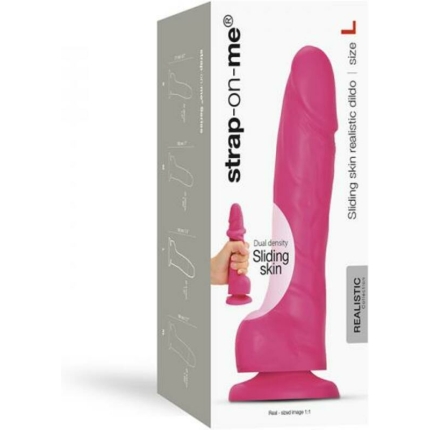 Strap-on-me Sliding Skin Realistic Dual-density Dildo Dual Fuchsia  L
