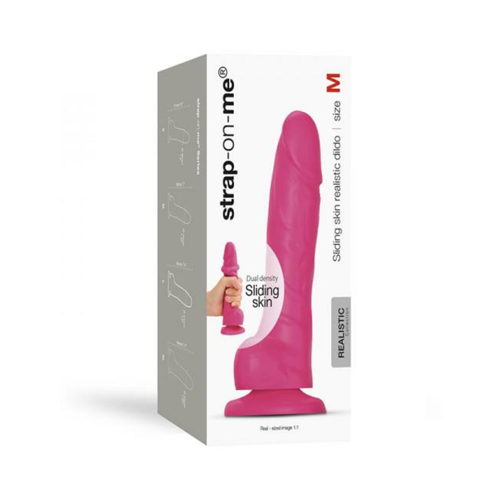 Strap-on-me Sliding Skin Realistic Dual-density Dildo Fuchsia M