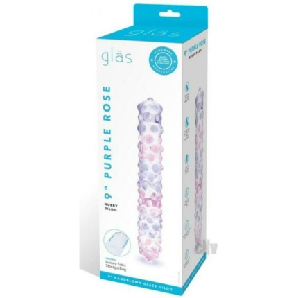 Glas Purple Rose Nubby Glass Dildo 9"