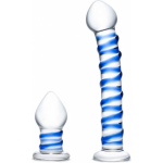 Glas 2-piece Double Penetration Glass Swirly Dildo & Butt Plug Set