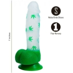 Leif 7 In 420 Pot Leaf Print Silicone Dong - Image 2