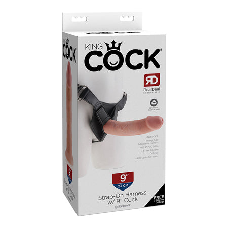 King Cock Strap On Harness w/9 Cock - Flesh