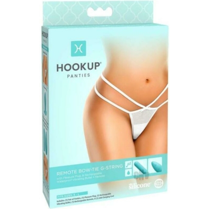 Hookup Remote Bow-tie G-string White Fits Size S-l