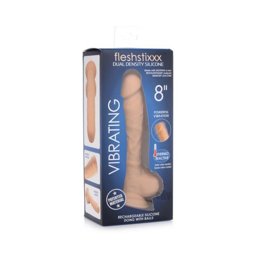 Fleshstixxx Vibrating Rechargeable Dong 8 In. Tan