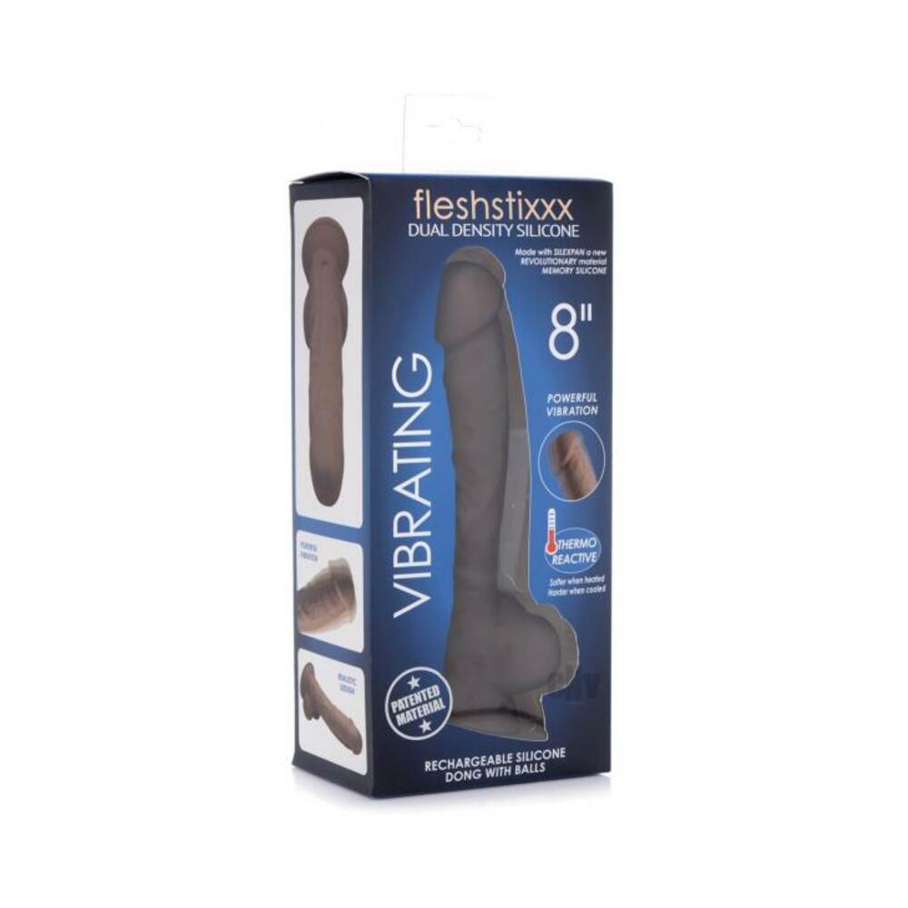 Fleshstixxx Vibrating Rechargeable Dong 8 In. Brown