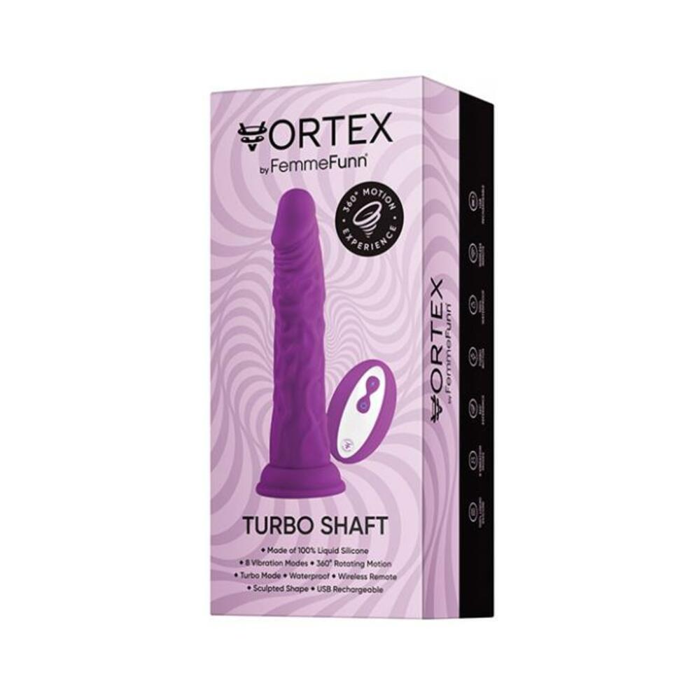 663546904142_1 Femmefunn Vortex Turbo Shaft 2.0 Rotating And Vibrating Dildo Purple - Image 1