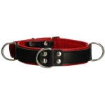 Premium Leather Bondage Collar - Black/red - Image 2