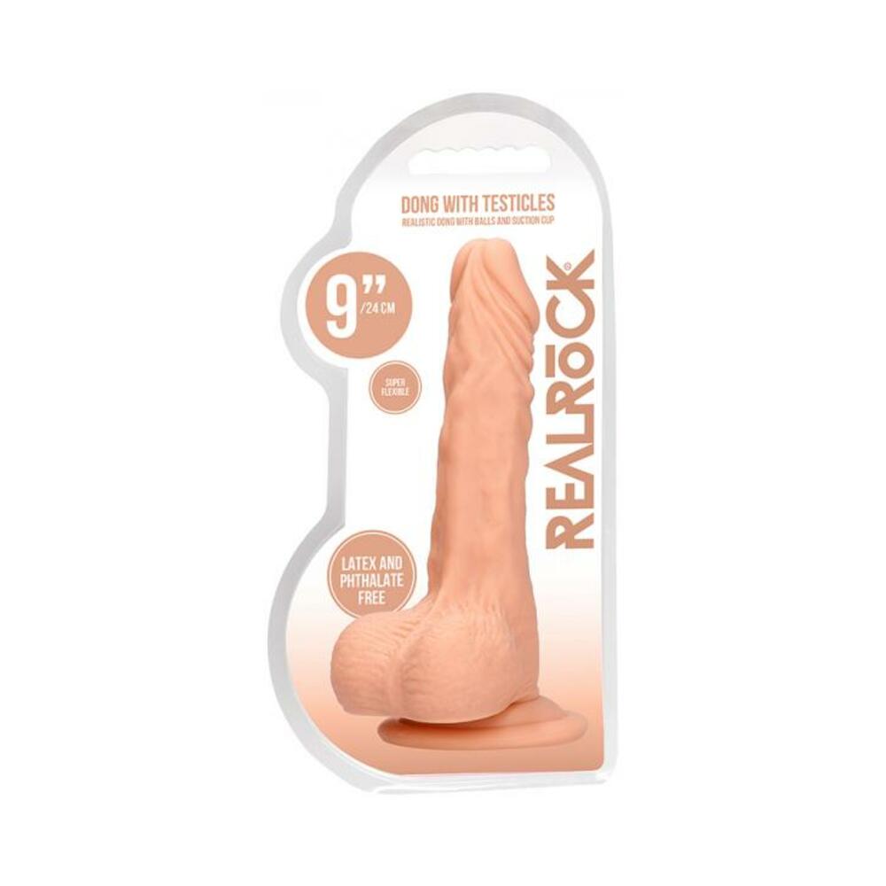 Real Rock Realistic Dildo With Balls - 9" - 23 Cm - Vanilla
