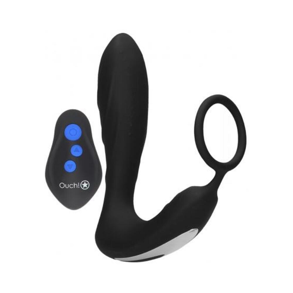 7423522560570_1 E-stim & Vibrating Butt Plug And Cock Ring And Wireless Remote Black - Image 1