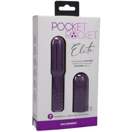 Pocket Rocket Elite Rechargeable Bullet With Removable Sleeve Purple