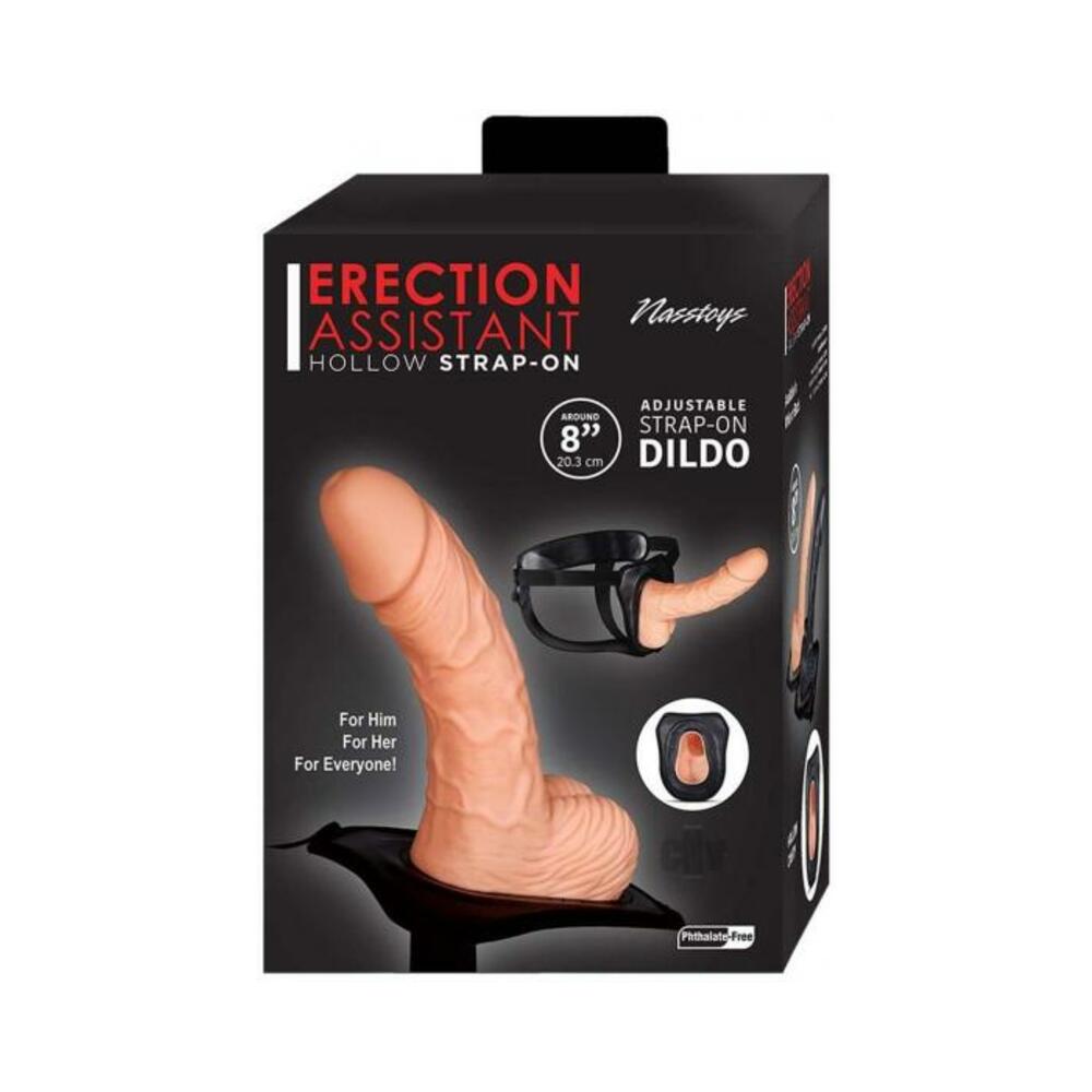 Erection Assistant Hollow Strap-on 8 In. White