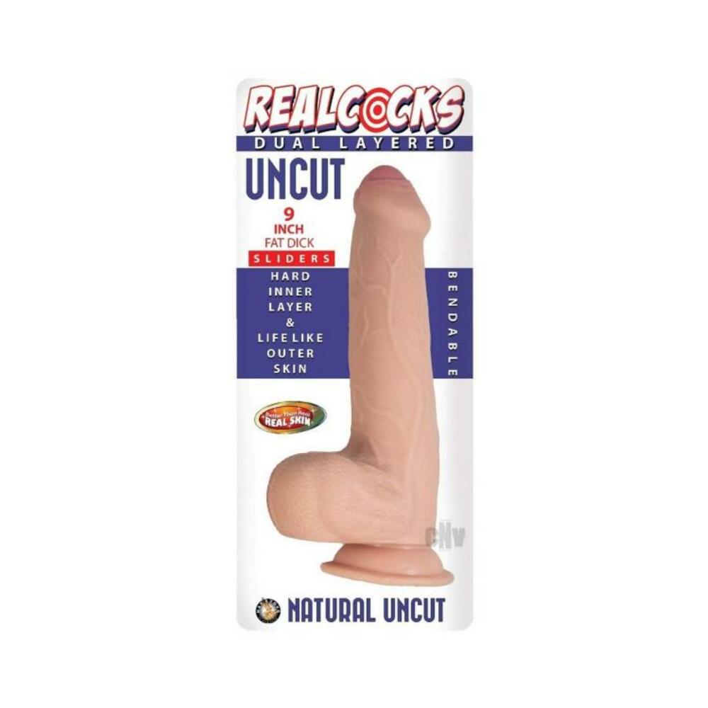 782631306613_1 Realcocks Dual Layered Uncut Slider Fat Dick 9 In. Light - Image 1