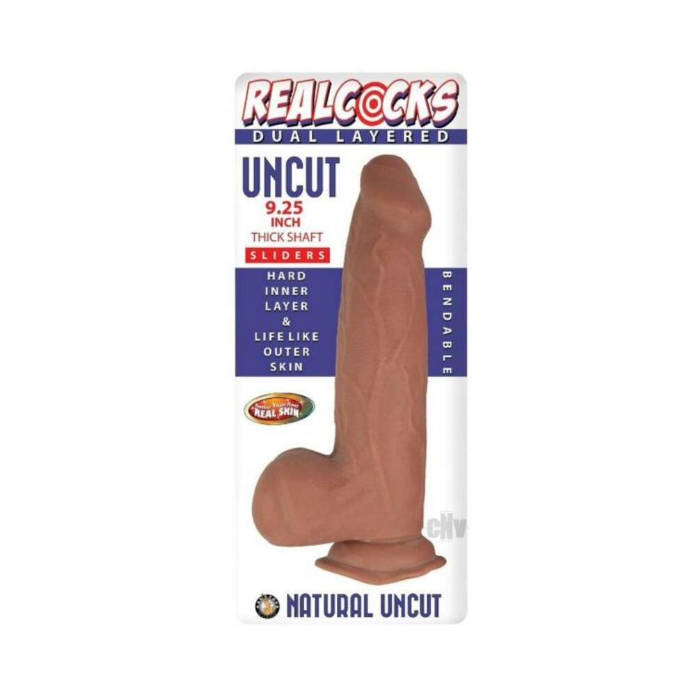 Realcocks Dual Layered Uncut Slider Thick Shaft 9.25 In. Brown