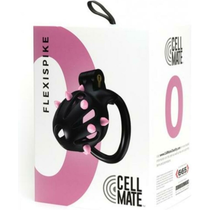 Sport Fucker Cellmate Flexispike Chastity Cage - Size 0 Black/pink