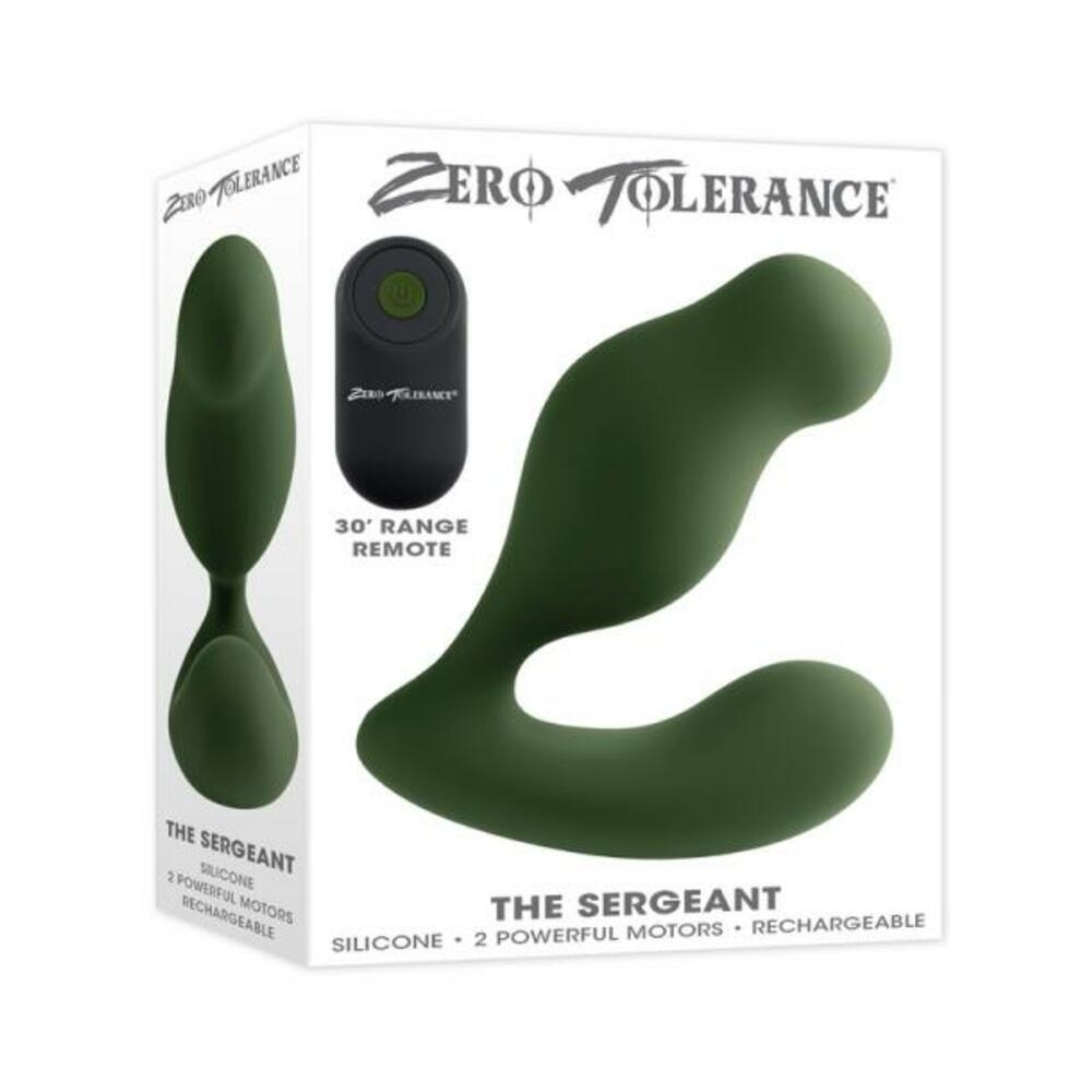 844477023045_1_8ea5a7ab-2c91-4524-8685-5f789b049cf1 Zero Tolerance The Sergeant Rechargeable Vibrating Prostate Anal Vibe Silicone Green - Image 1