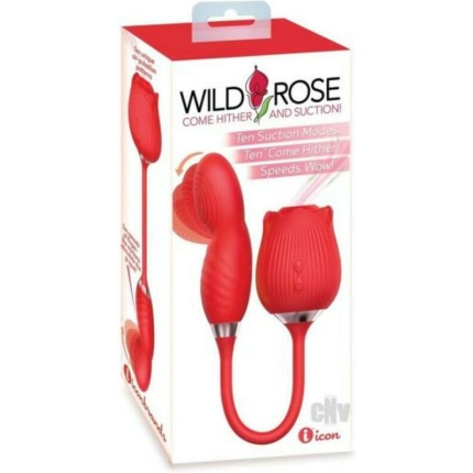 Wild Rose Suction & Come Hither Vibrator - Red