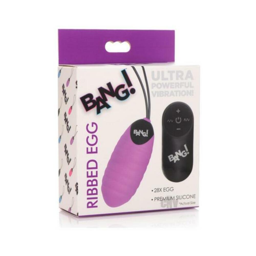Bang 28x Ribbed Silicone Egg Purple