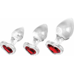 Adam & Eve Red Heart Gem Glass Plug Set