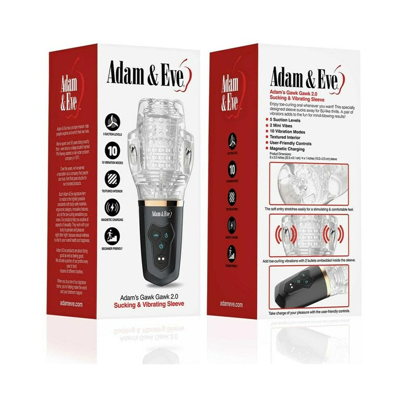 92167 Adam & Eve Adams Gawk Gawk 2.0 Sucking & Vibrating Sleeve - Image 1