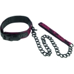 Scandal Collar With Leash Red Black O/S