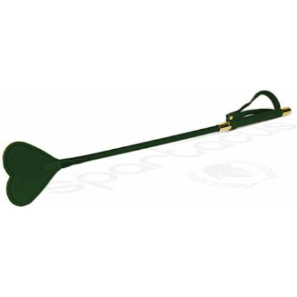 Spartacus Pu Riding Crop W/plush Heart Shape Tip - Green